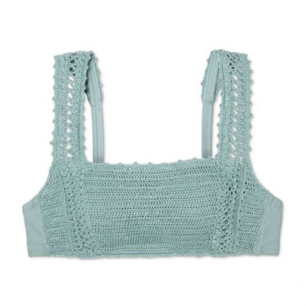 Xhilaration Crochet Bralette Teal Bikini Top